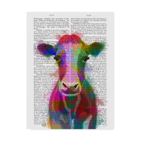 Fab Funky 'Rainbow Splash Text Cow' Canvas Art,24x32